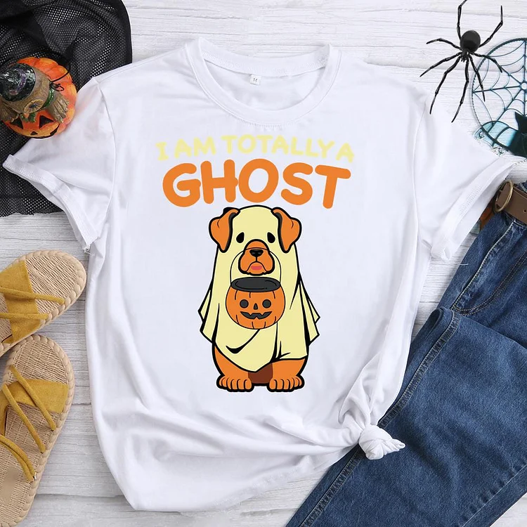 I Am a Totallya Ghost Round Neck T-shirt-0018713