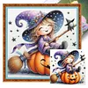 Halloween Witch And Pumpkin-11CT Stamped Cross Stitch 40*40cm/15.75*15.75in tapestrymarket