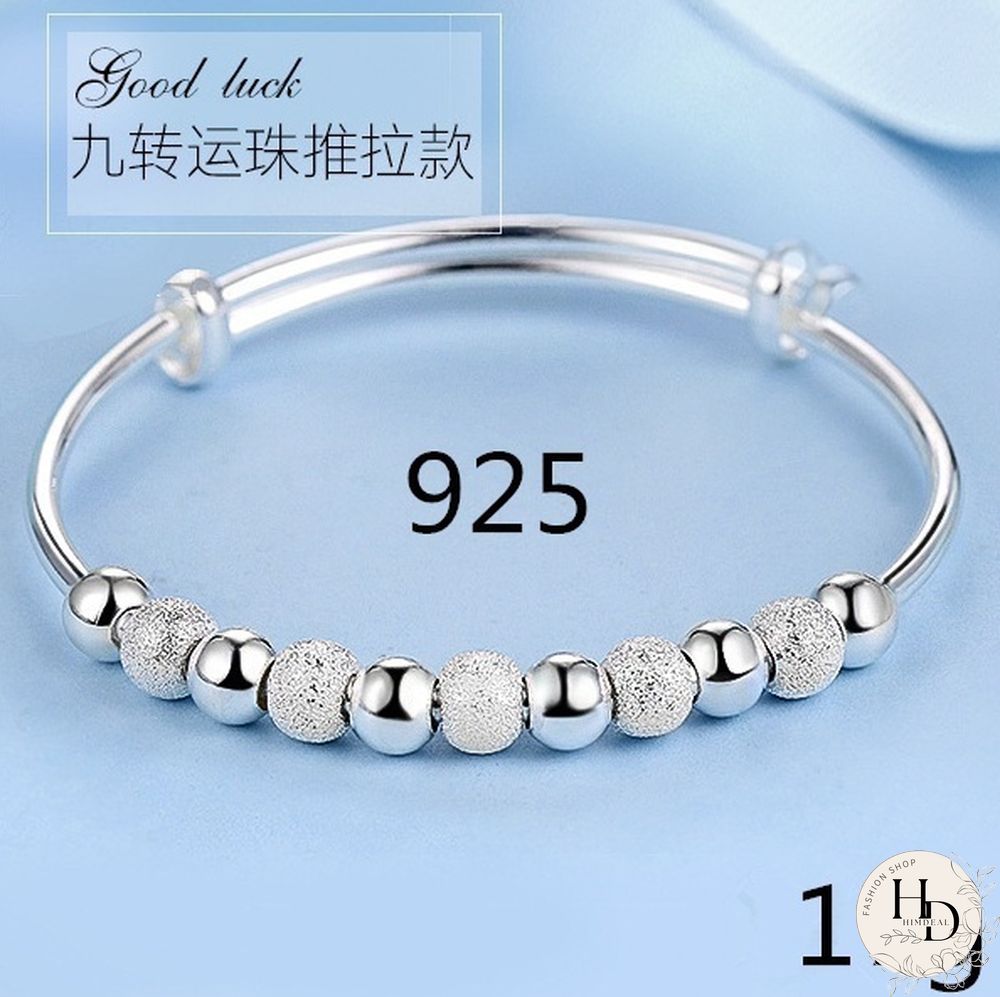 Women's 925 Sterling Silver Transfer Bead Bracelet Fashion Jewelry (Size: A, B, C)