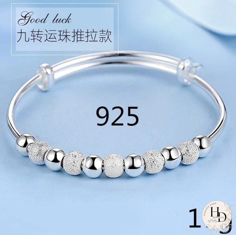 Women's 925 Sterling Silver Transfer Bead Bracelet Fashion Jewelry (Size: A, B, C)