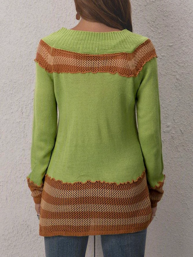Crew Neck Shift Long Sleeve Sweaters
