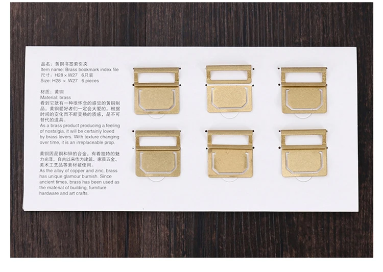 6pcs Retro Brass Index Bookmark Clip for Midori Travelers Notebook Cowhide Planner Accessories Index Bookmark Vintage Stationery