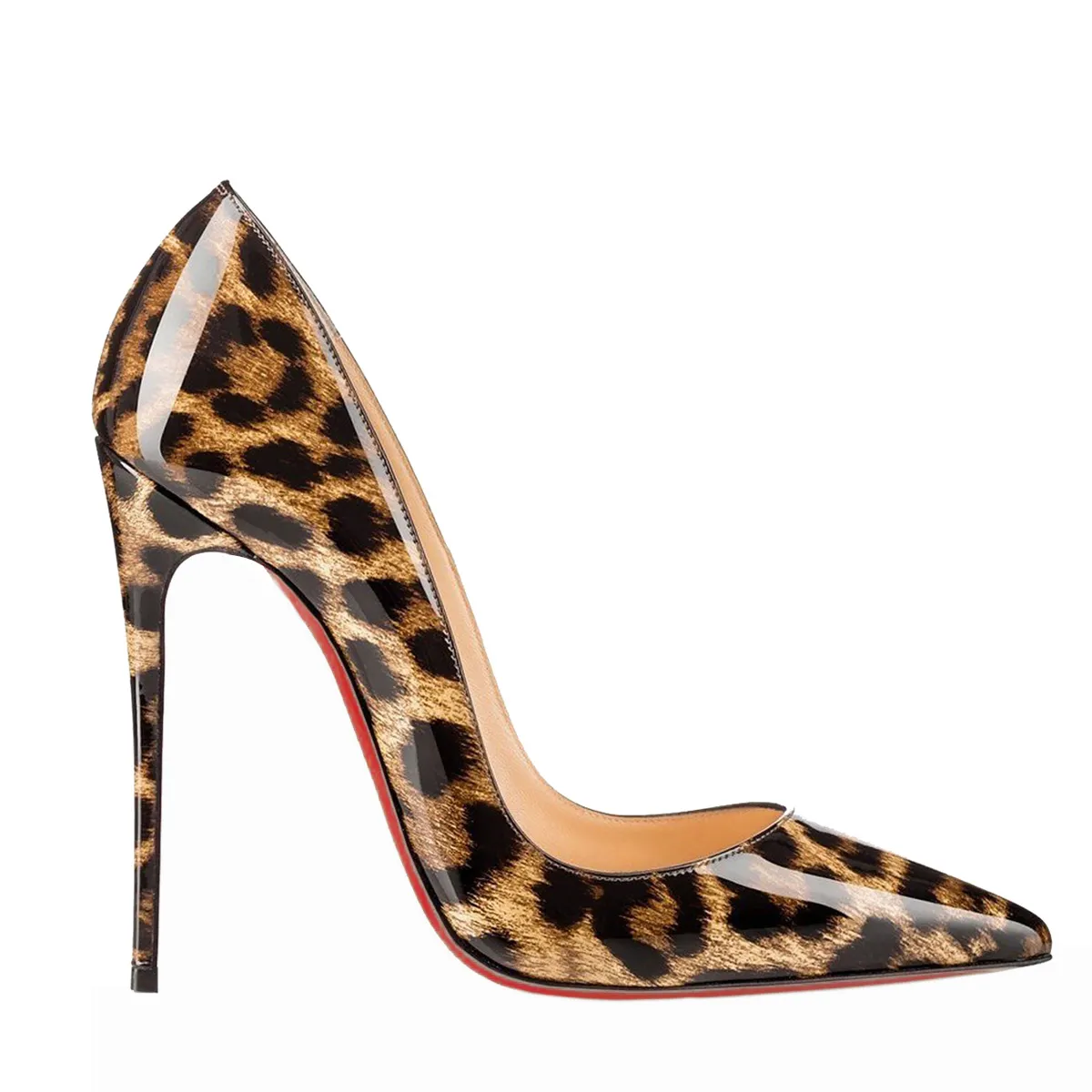 120mm Women's Party Wedding Heels Leopard Patent Pumps-vocosishoes