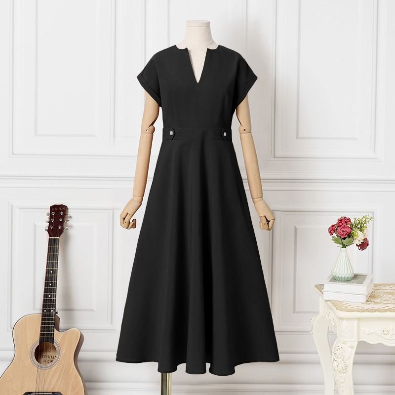 Women's Summer Maxi Dress 2022 Fashion Solid V Neck Robe Longue France Elegant A Line Vestidos Casual Party Swing Long Sundress