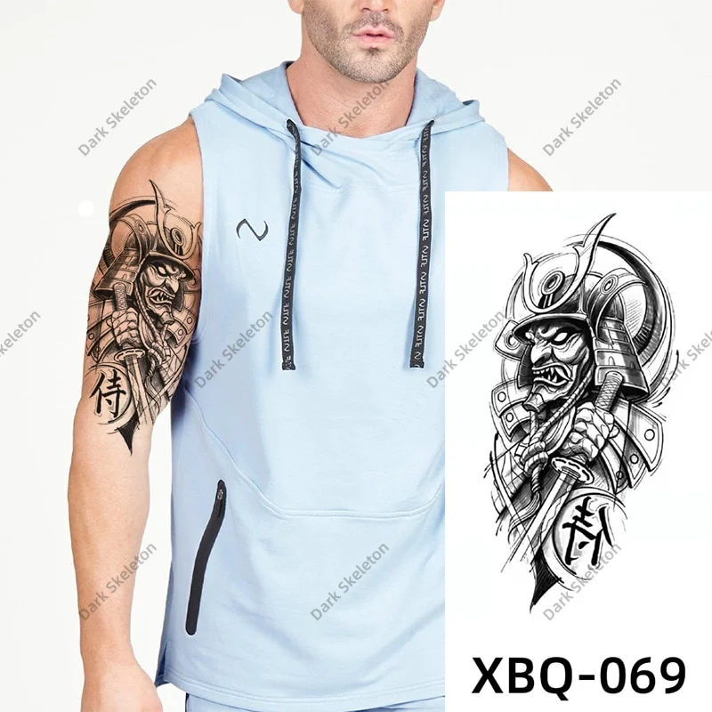 Sdrawing Black Forest Tattoo Sticker For Men Women Children Tiger Wolf Death Temporary Tattoo Fake Henna Skeleton King Animal Tatoo