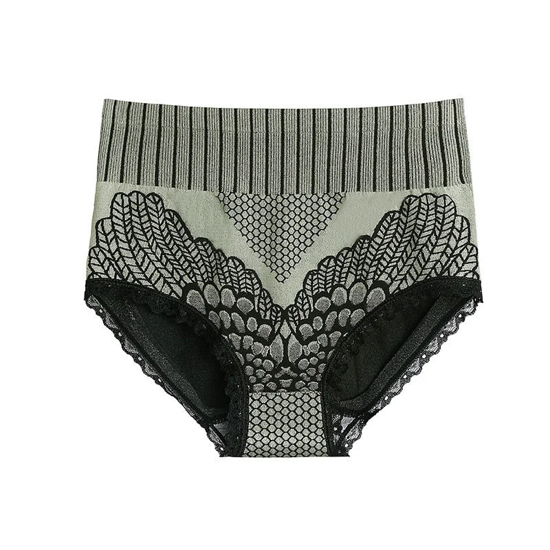 FINETOO High Waist Women Lift Up Lace Panties Slim Underpants Bodyshaper Femme Underwear Girls Honeycomb Antibacterial Pantys