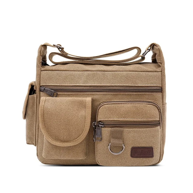 Inongge Canvas Messenger Bag for Men Vintage Water Resistant Waxed Crossbody bags Briefcase Padded Shoulder Bag for Male Handbag