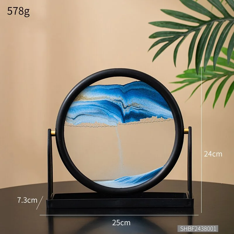 Athvotar Moving Sand Art Picture Round Glass 3D Hourglass Deep Sea Sandscape In Motion Display Flowing Sand Frame Modern Home Decor Gift