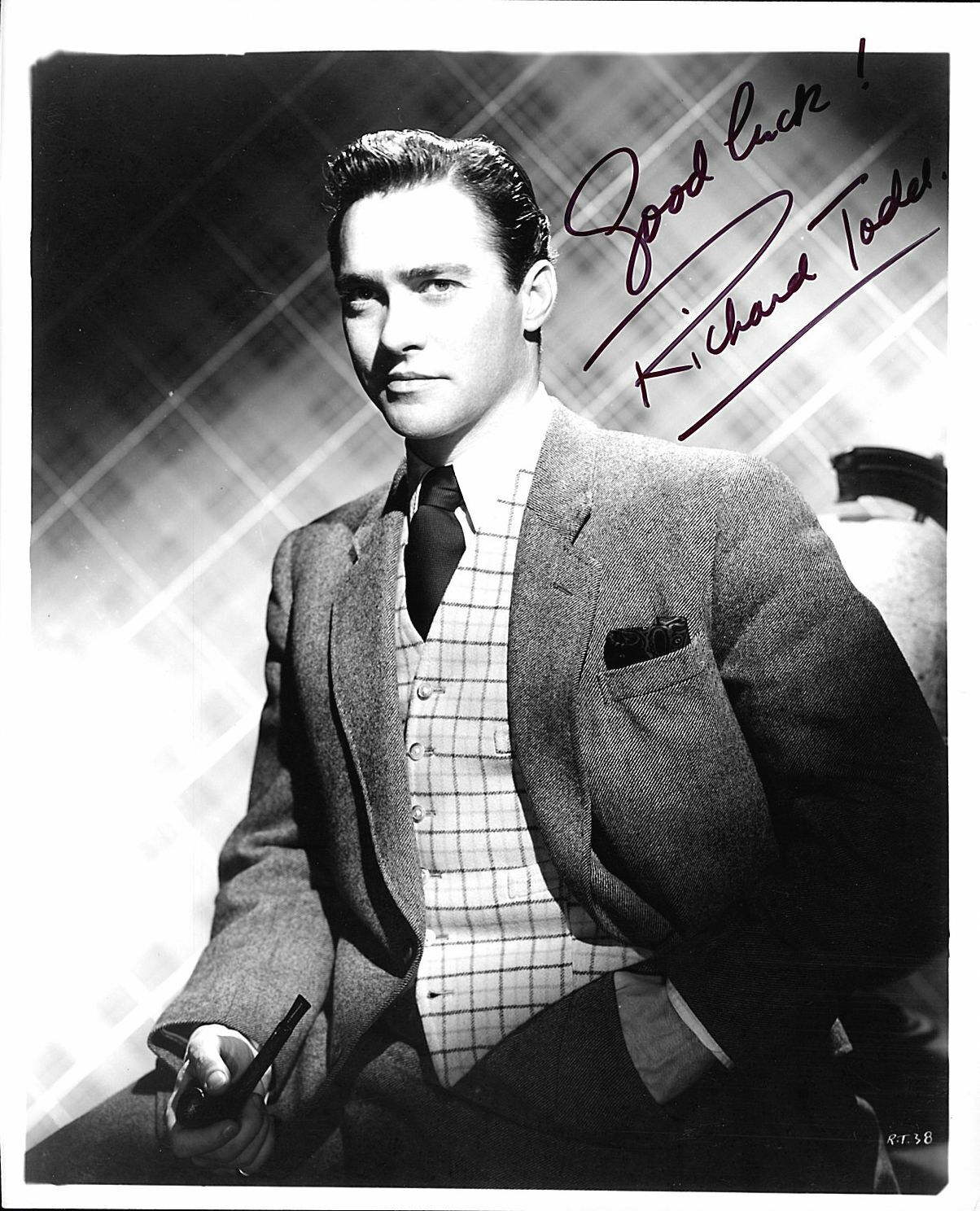 RICHARD TODD. 1950'S ACTOR (DECEASED) AUTOGRAPHED 8X10 Photo Poster painting WITH COA