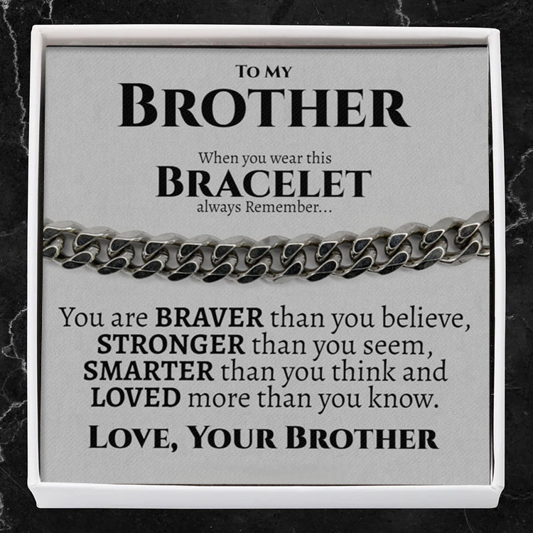 To My Brother Cuban Chain Bracelet Set Stainless Steel Bracelet 