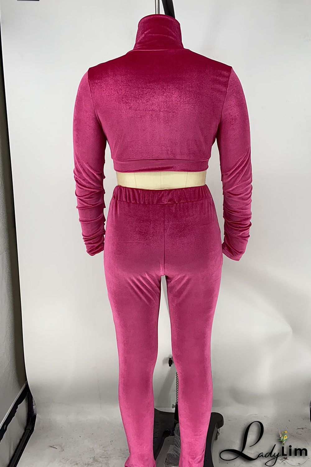Red Sexy Solid Patchwork Turtleneck Long Sleeve Two Pieces