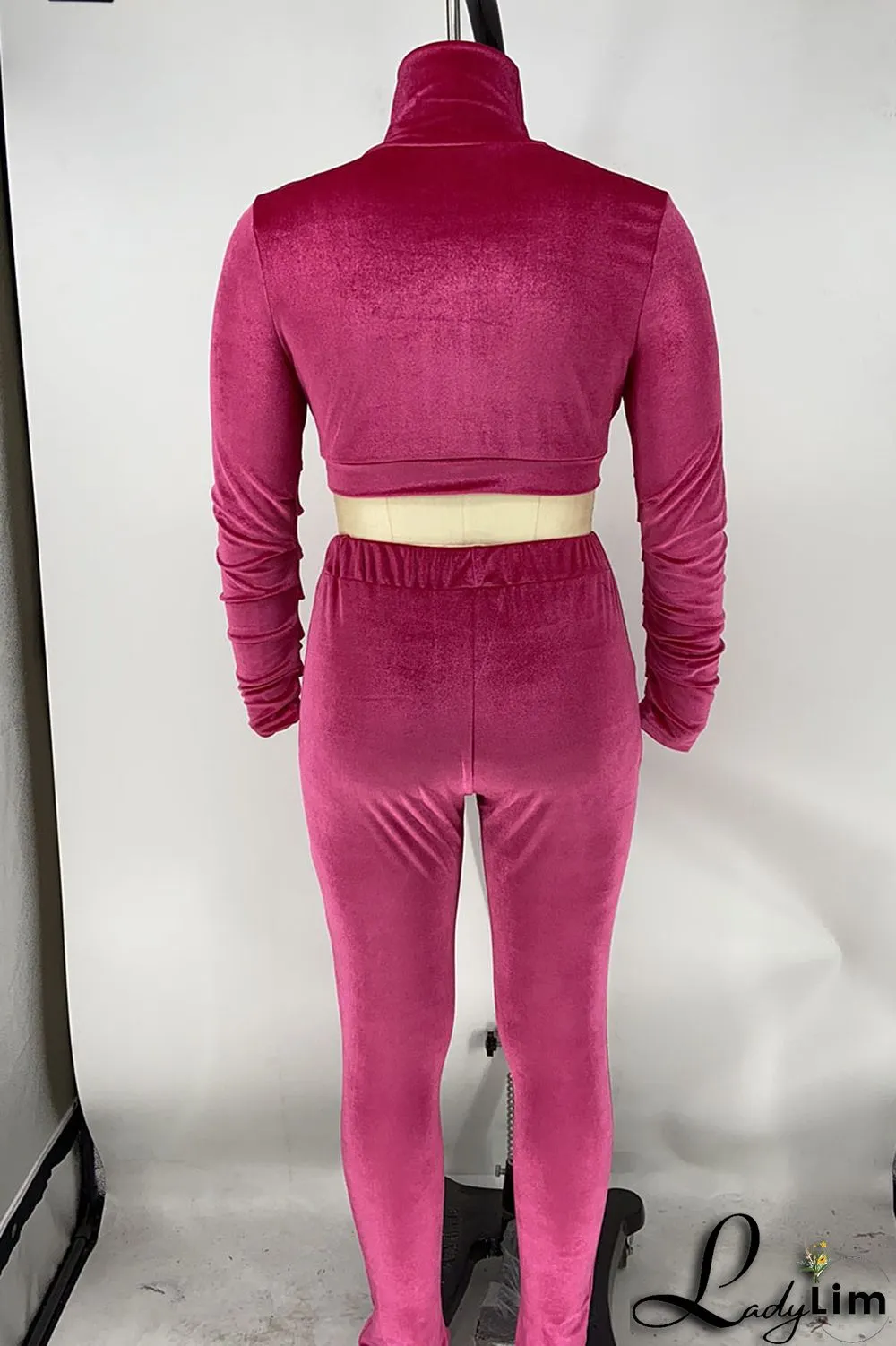 Red Sexy Solid Patchwork Turtleneck Long Sleeve Two Pieces