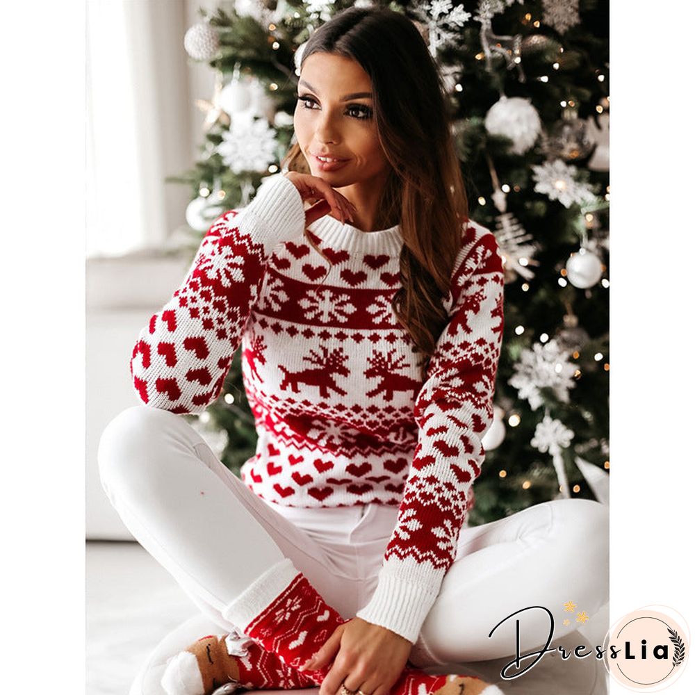 Casual Xmas Knitted Round Neck Sweater