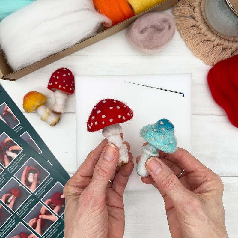 Diy Christmas Ornament Needle Felted Mushroom Kit