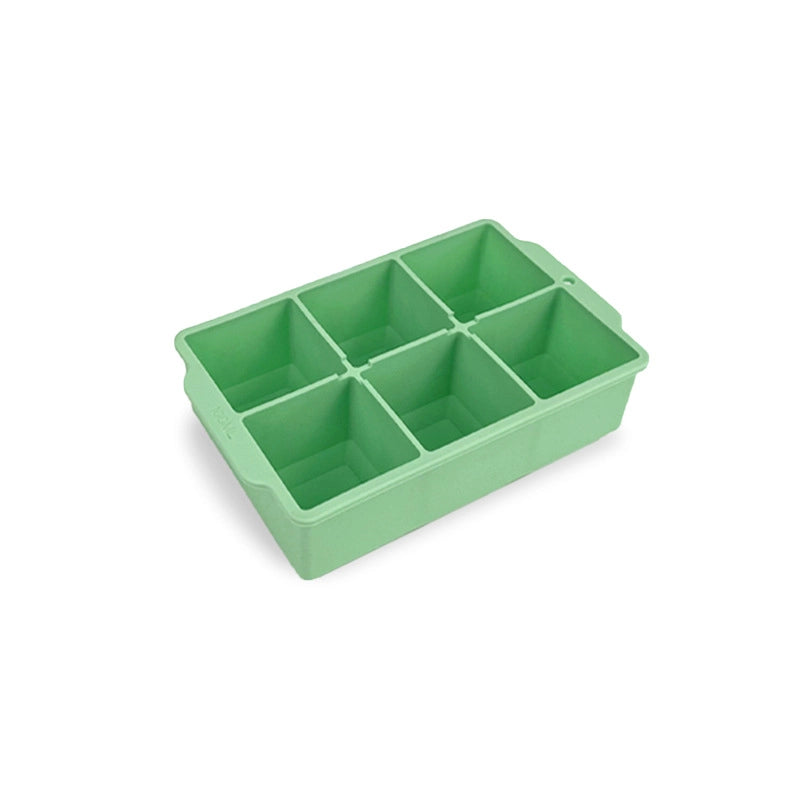 Silicone Large Ice Cube Mold Household Quick Frozen Ice Box Large Size With Lid 6 Holes Square Ice Cube Mold