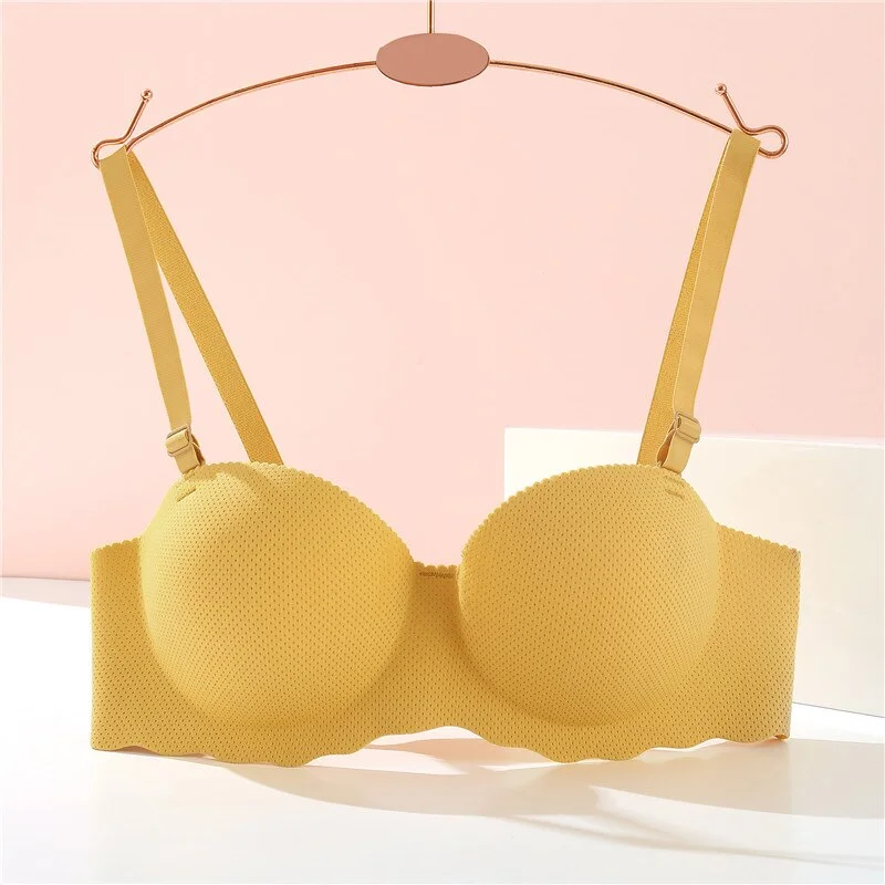 FINETOO A B Cup Push Up Bra Women 1/2 Cup Bras Soft Wireless Bralette Breathable Underwear Candy Color Bras Female Lingerie 2021