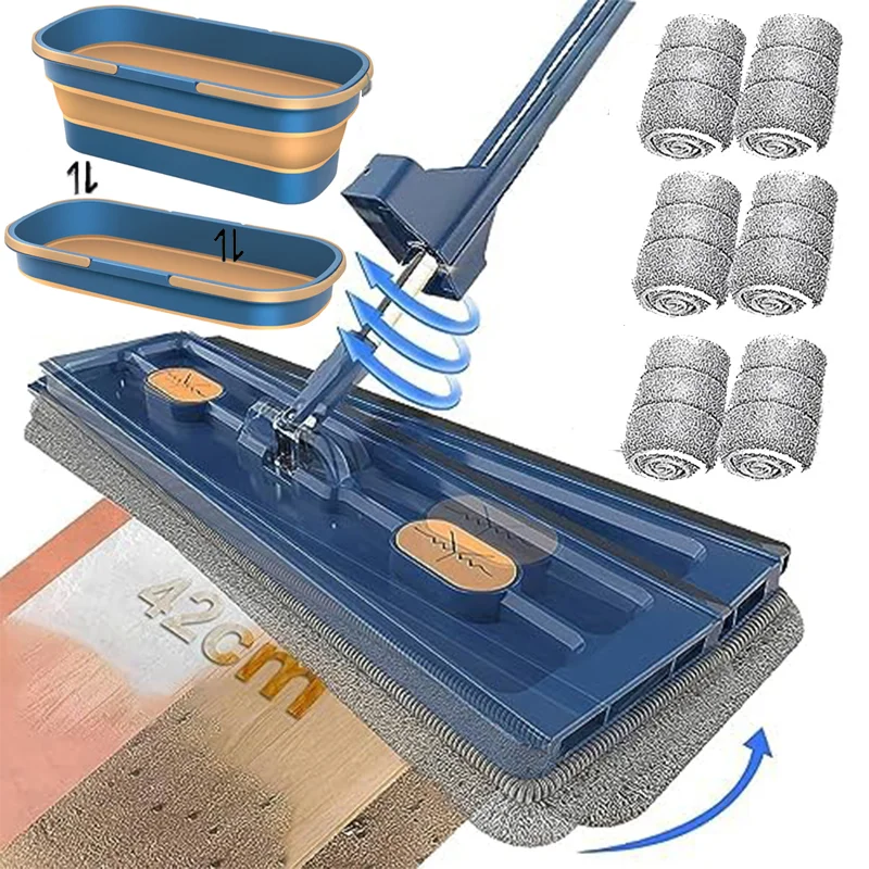SAKER&reg; Large Flat Mop and Scalable Bucket with Wheels