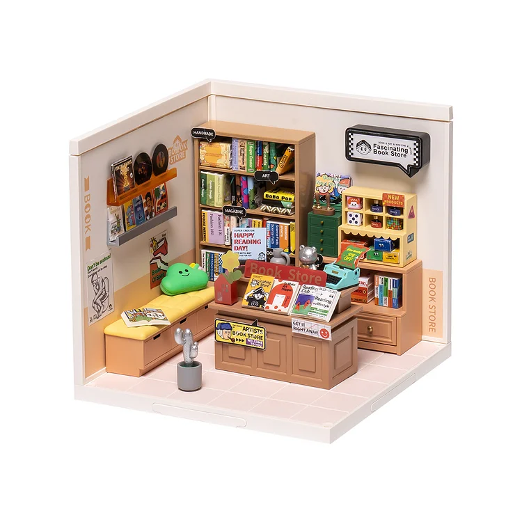 Fascinating Book Store Miniature DIY Dollhouse Kits Book Shop