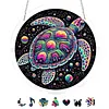 (18.5cm)DIY Acrylic Jigsaw Puzzle Window Hanging with Hanging Chain DIY Stained Glass Decoration Round Window Puzzle Decor for DIY Craft Project (Turtle)
