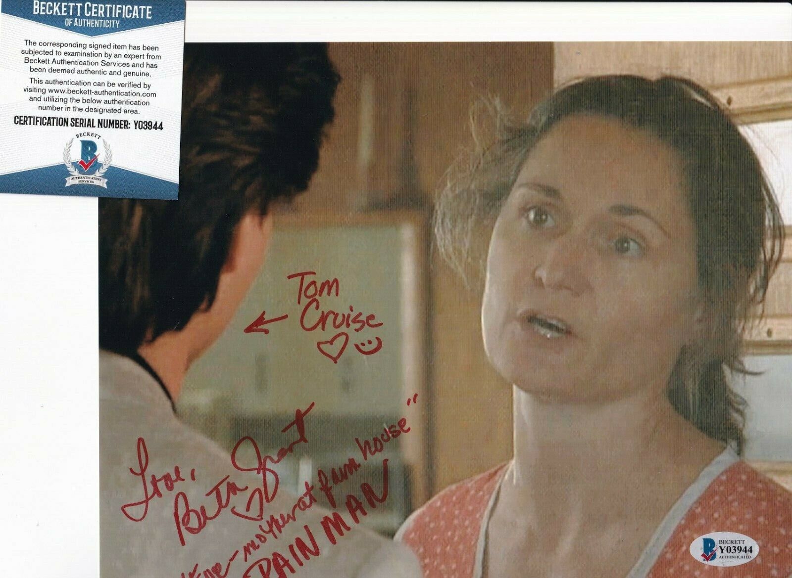 BETH GRANT signed (RAIN MAN) Eve autographed Movie 8X10 Photo Poster painting BECKETT BAS Y03944