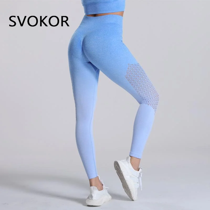 SVOKOR Leggings Sport Women Fitness Seamless Booty Lifting Legging Push Up Sexy Tights Gym Leggins Elastic Running Woman Pants