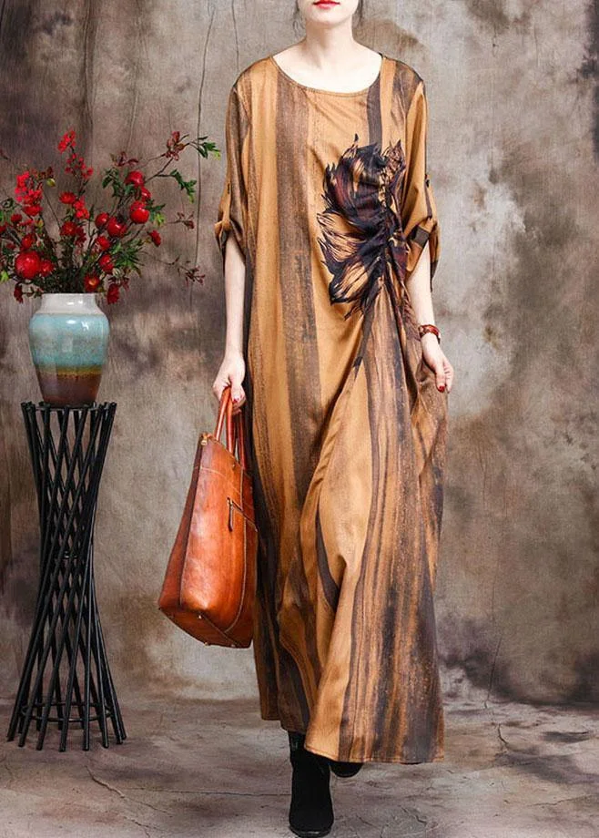 Boutique Print Cinched Silk asymmetrical design Dress Summer