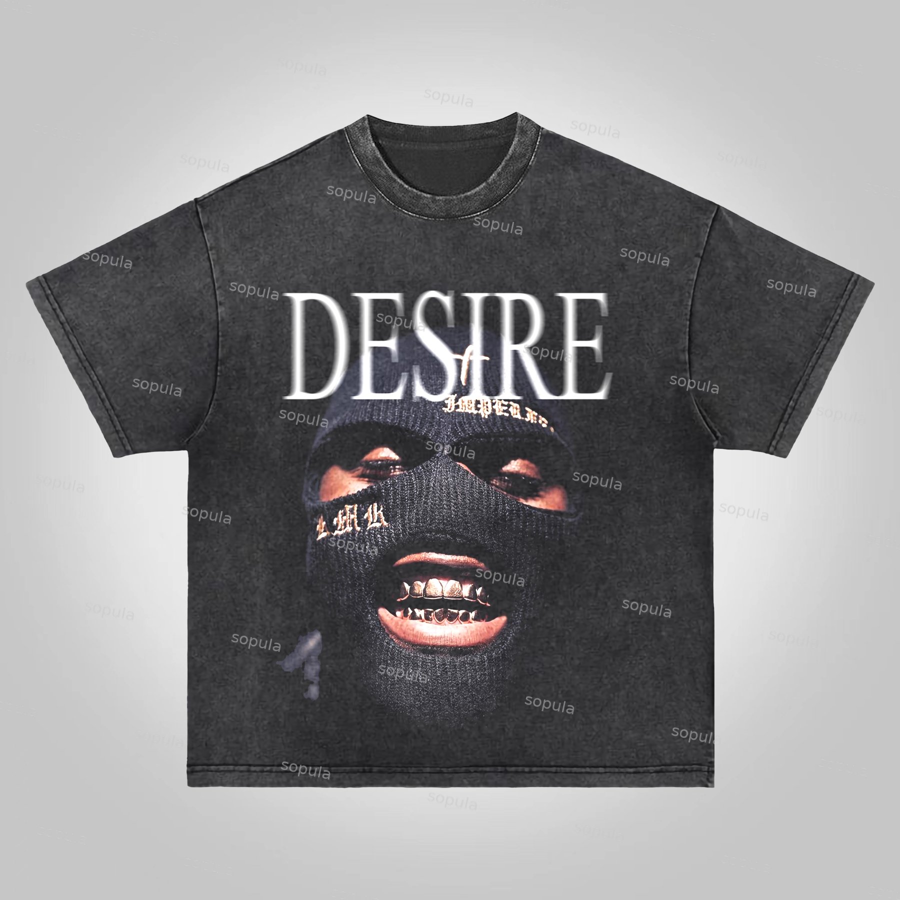 Sopula Street Portrait Graphics Desire Print Acid Washed T-Shirt - SOPULA