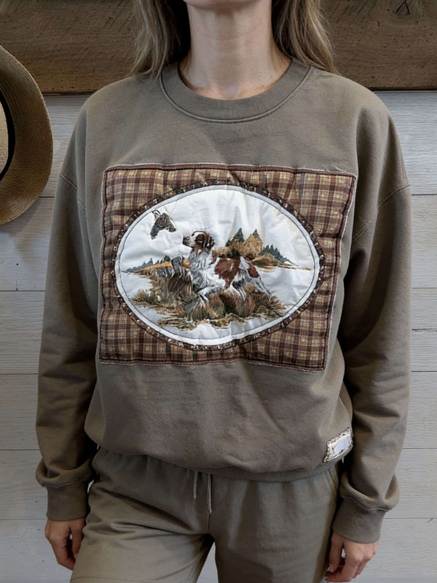 patchwork crew neck shirt