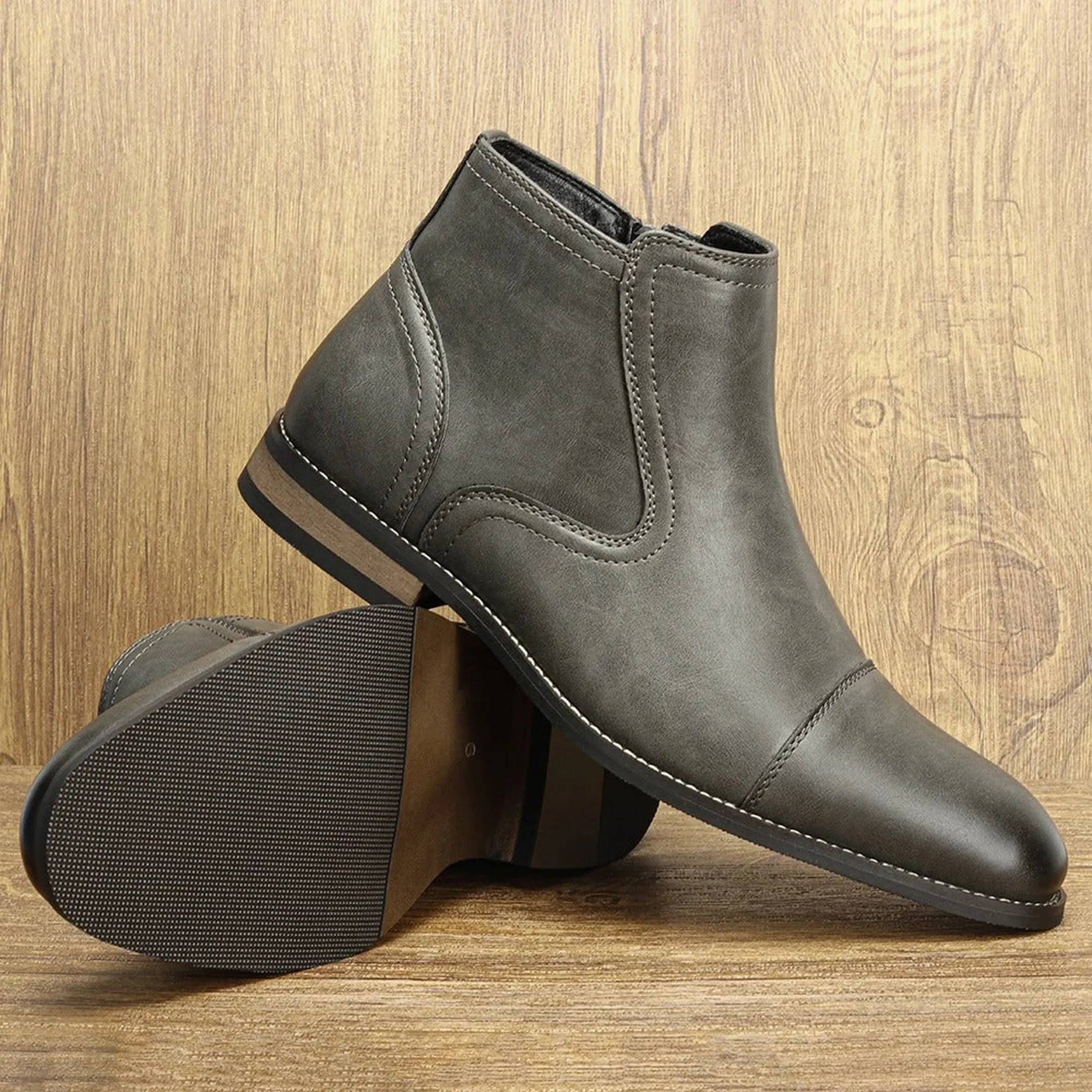 Alessio Men's Chelsea Boots &ndash; Burnished Side-Zip City Style