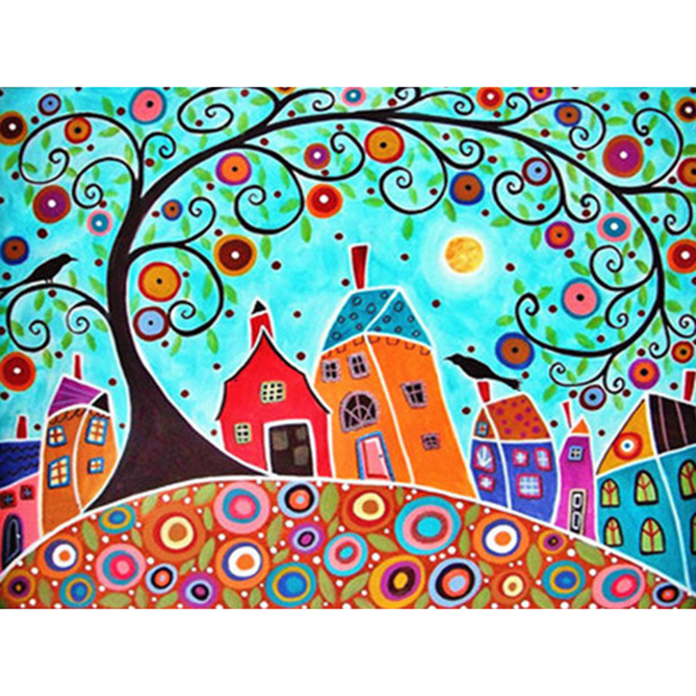 

45*35CM - Round Drill Diamond Painting - Cartoon House, 501 Original