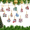 (US Local)12Pcs Xmas Theme  DIY Diamond Christmas Tree Pendant Wall Door Decoration