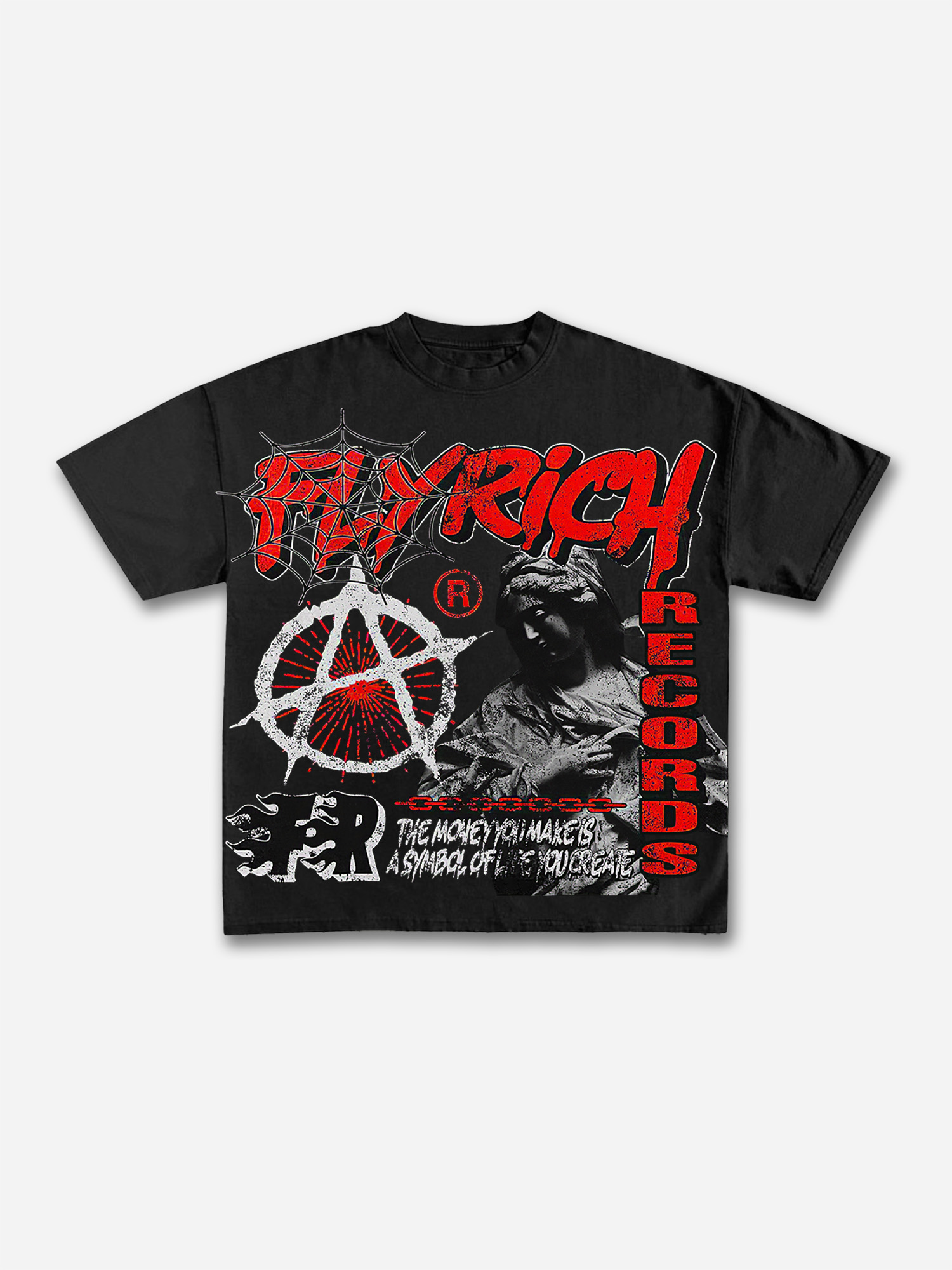 Y2k Vintage Flyrich 2019 World Graphic Cotton T-Shirt