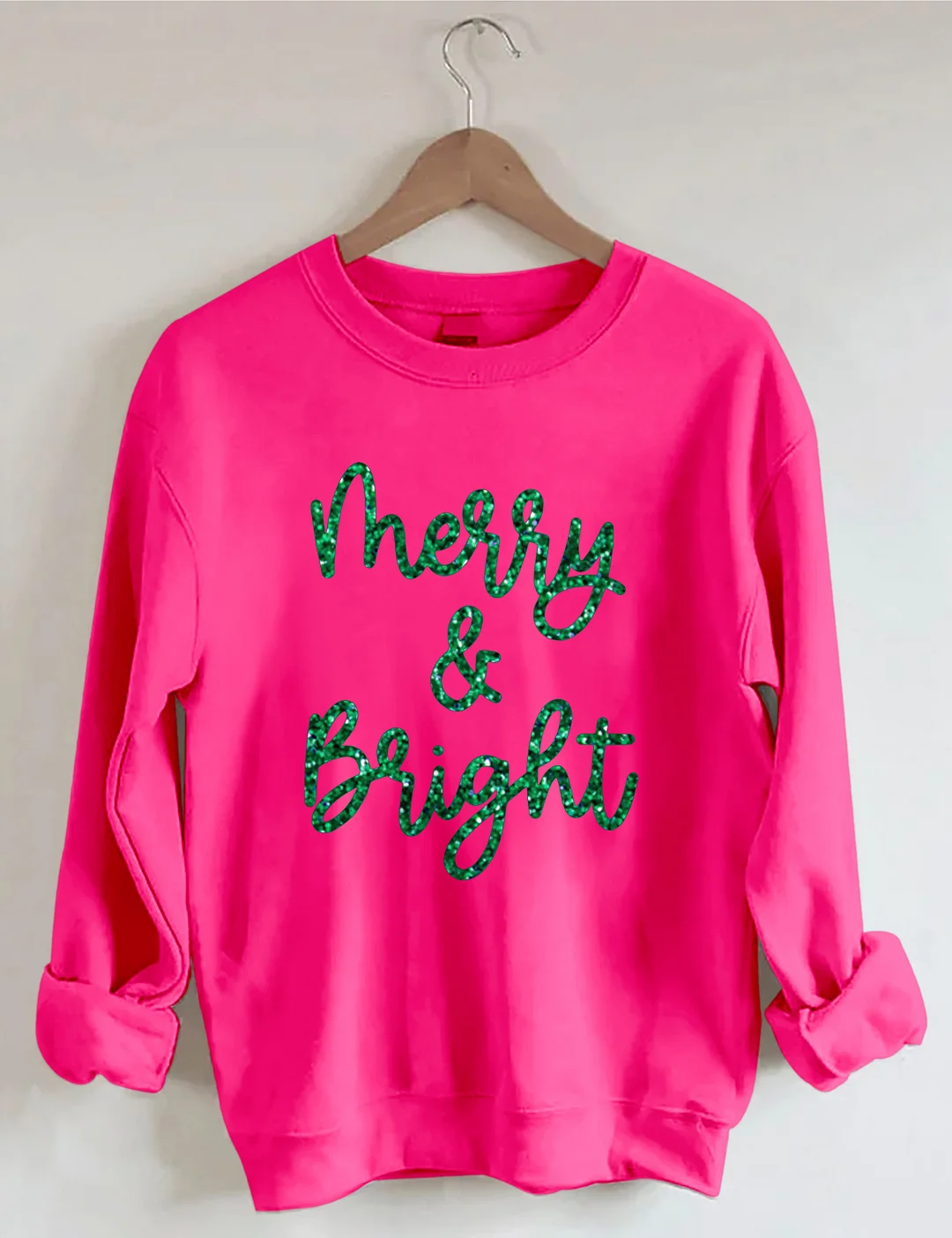 Sparkly Glitter Merry And Bright Sweatshirt