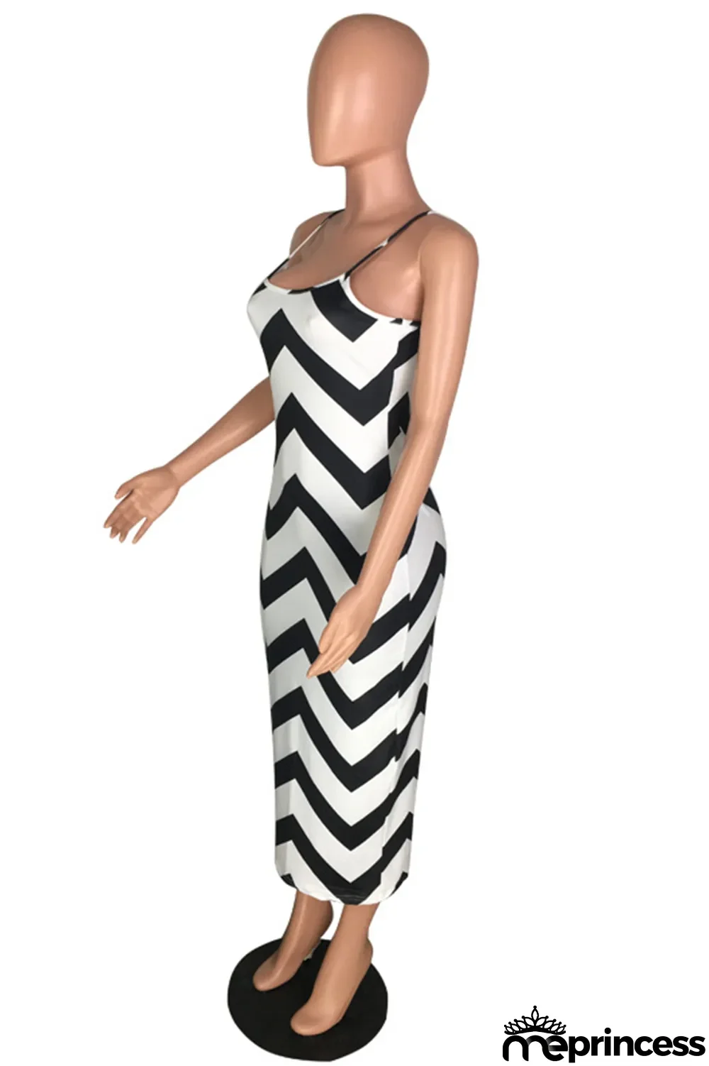 Black Sexy Print Split Joint Spaghetti Strap Pencil Skirt Dresses