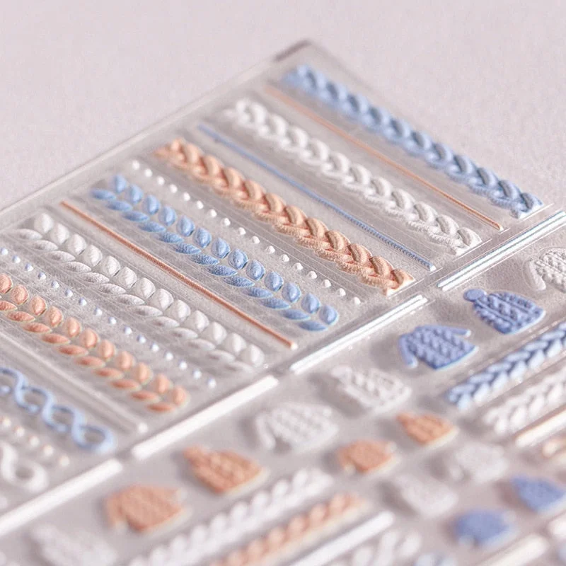 1PC Nail Sticker Back Adhesive Engraved Acrylic 3D Design Nail Decals Winter Sweater Reindeer Pattern Manicure DIY Decorations-Nail Inspo