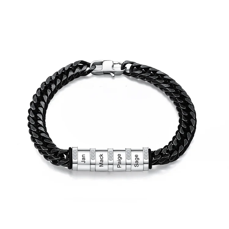 Personalisierte Herren/Damen Armband mit Gravierten 4 Namen Armbänder