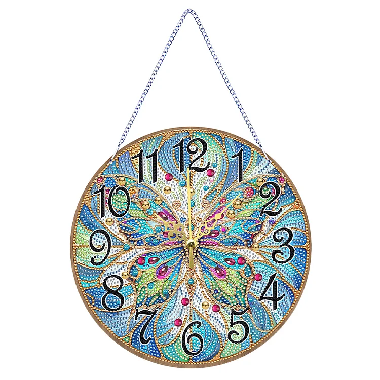 Wooden Special Shaped DIY Diamond Painting Clock Kit Hanging Sign (Butterfly) gbfke