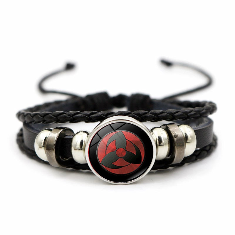 Naruto Sharingan Leather Bracelet For Men And Women Students Woven Bracelet Animation Kaleidoscope Hand Jewelry
