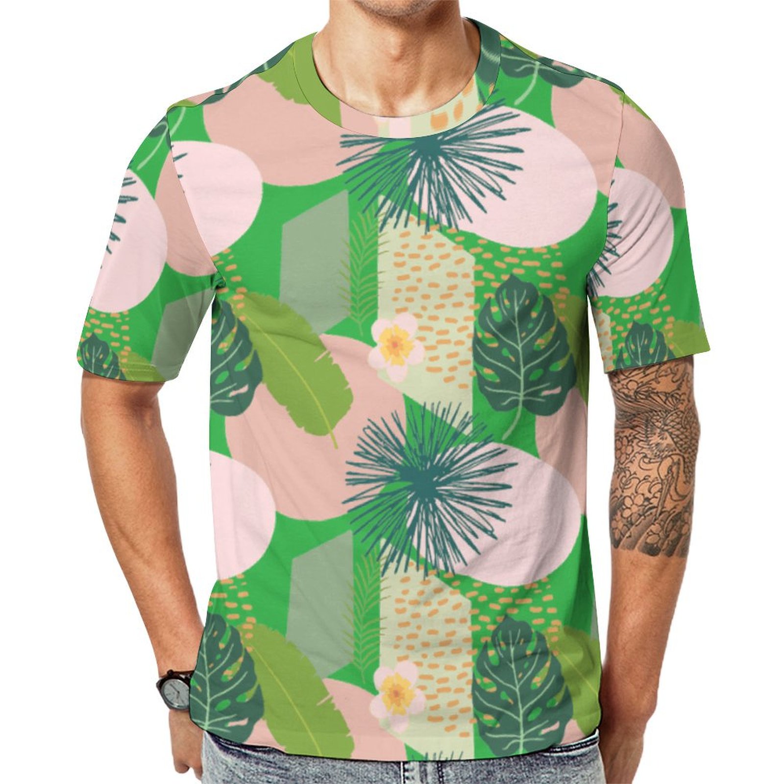 Modern Tropical Jungle Boho Botanical Artsy Short Sleeve Print Unisex Tshirt Summer Casual Tees for Men and Women Coolcoshirts