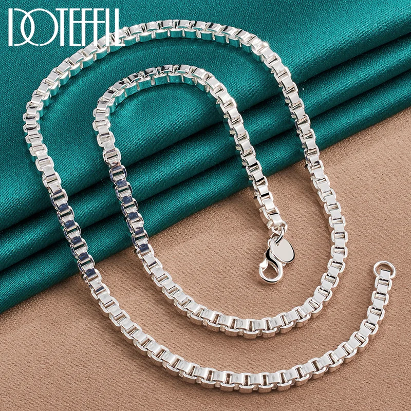 DOTEFFIL 925 Sterling Silver 4mm 18 inch Box Chain Necklace For Man Women Jewelry