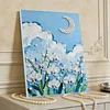 (30x40cm)DIY Pearl Painting Framed Flower Moon Handmade Pearl Material Art Kit Living Room Decor