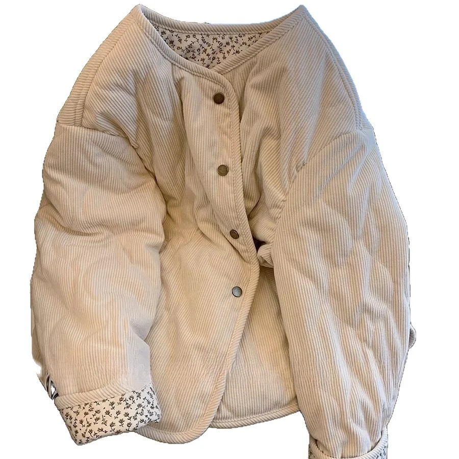 Athvotar Athvotar Sense Lints Spliced Broken Flower Lingge Cotton Coat Women's New Relaxed Leisure Cotton Coat In Winter