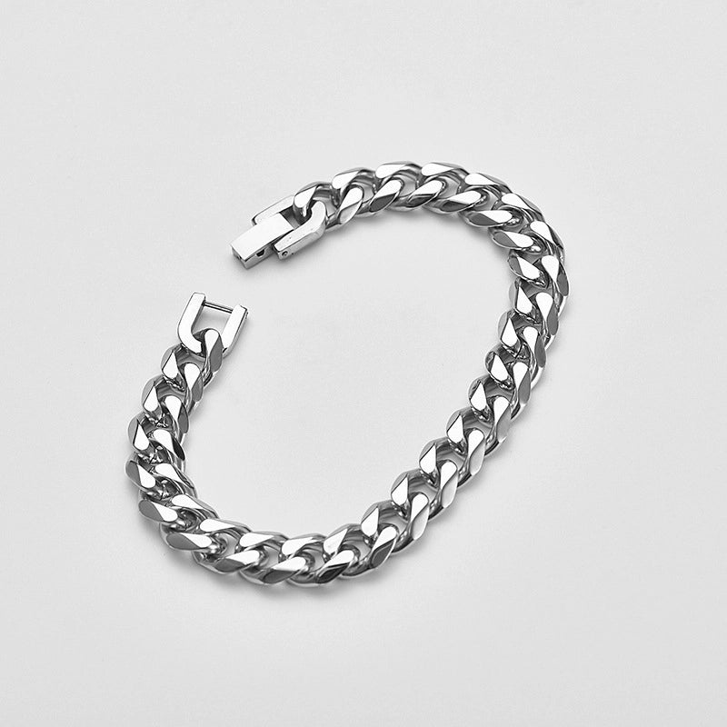 Hip-Hop Solid Color Titanium Steel Cuban Link Chain Curb Chain Bracelets In Bulk