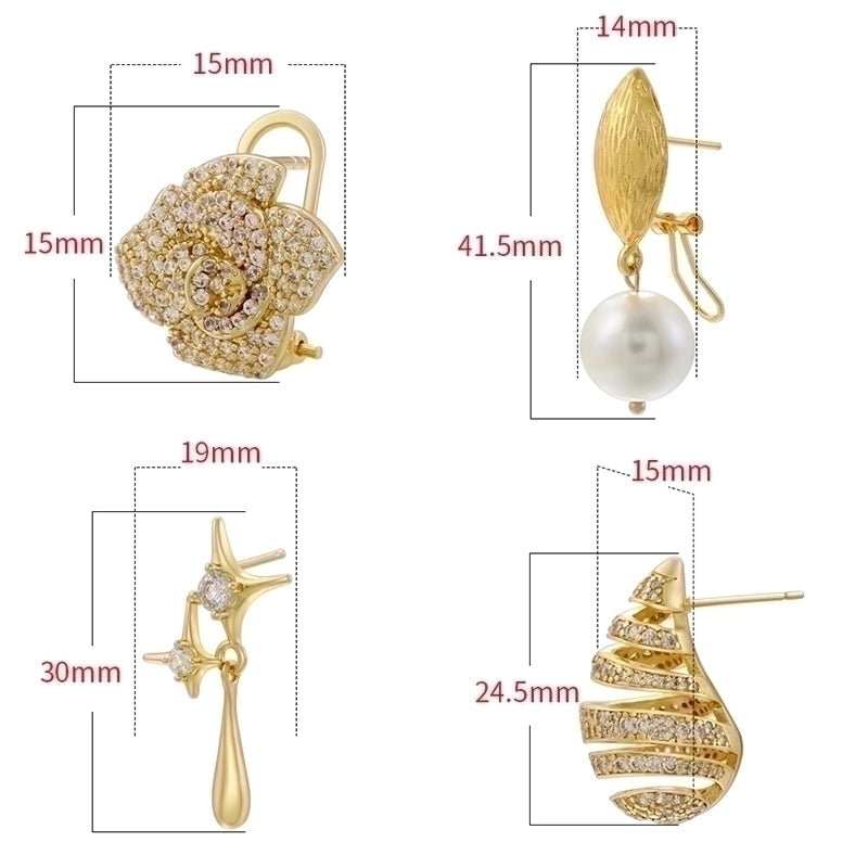 1 Pair Casual Elegant Minimalist Water Droplets Flower Plating Inlay Copper Artificial Pearls Zircon 18k Gold Plated Earrings Ear Studs