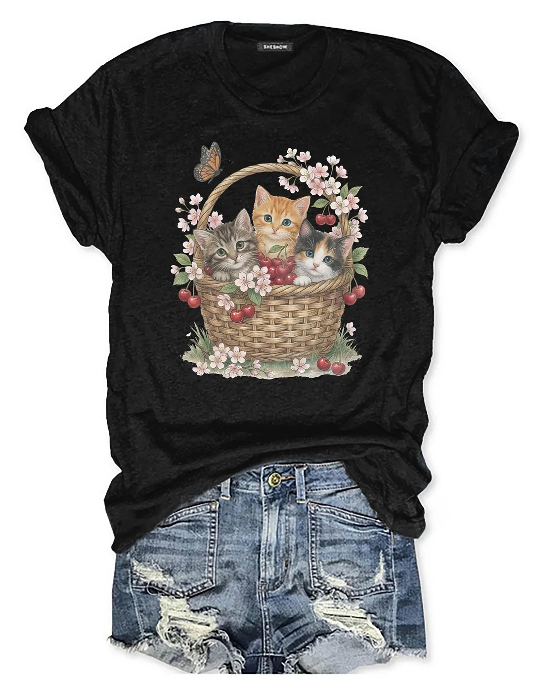 Cottagecore Floral Cute Kittens T-shirt