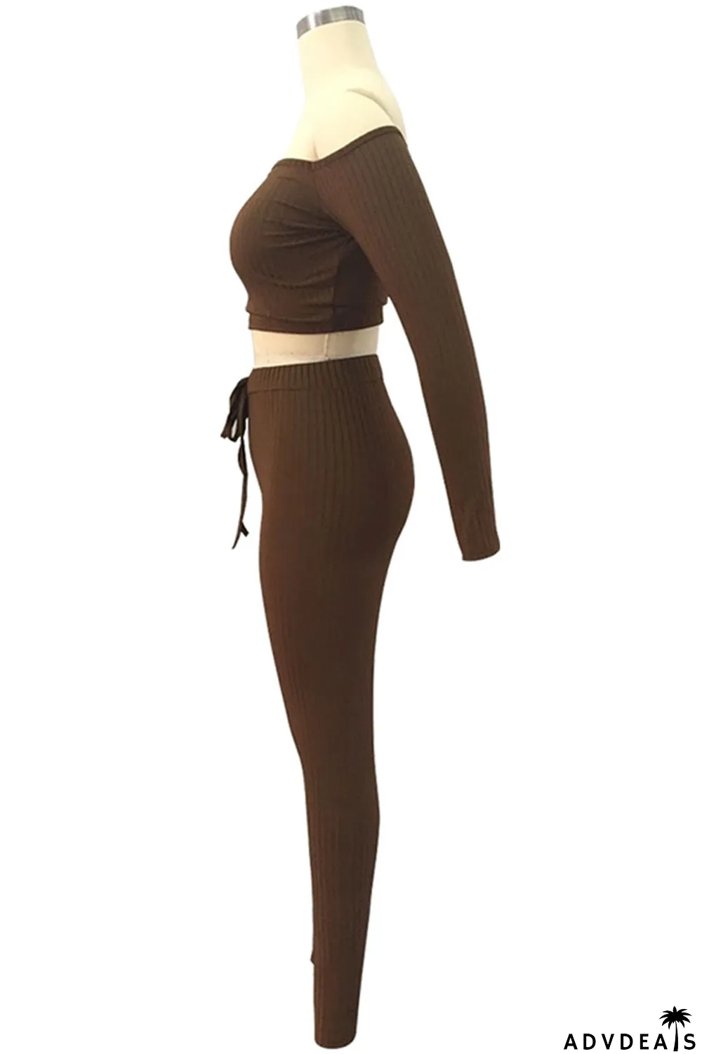 White Sportswear Solid Split Joint Bateau Neck Long Sleeve Two Pieces