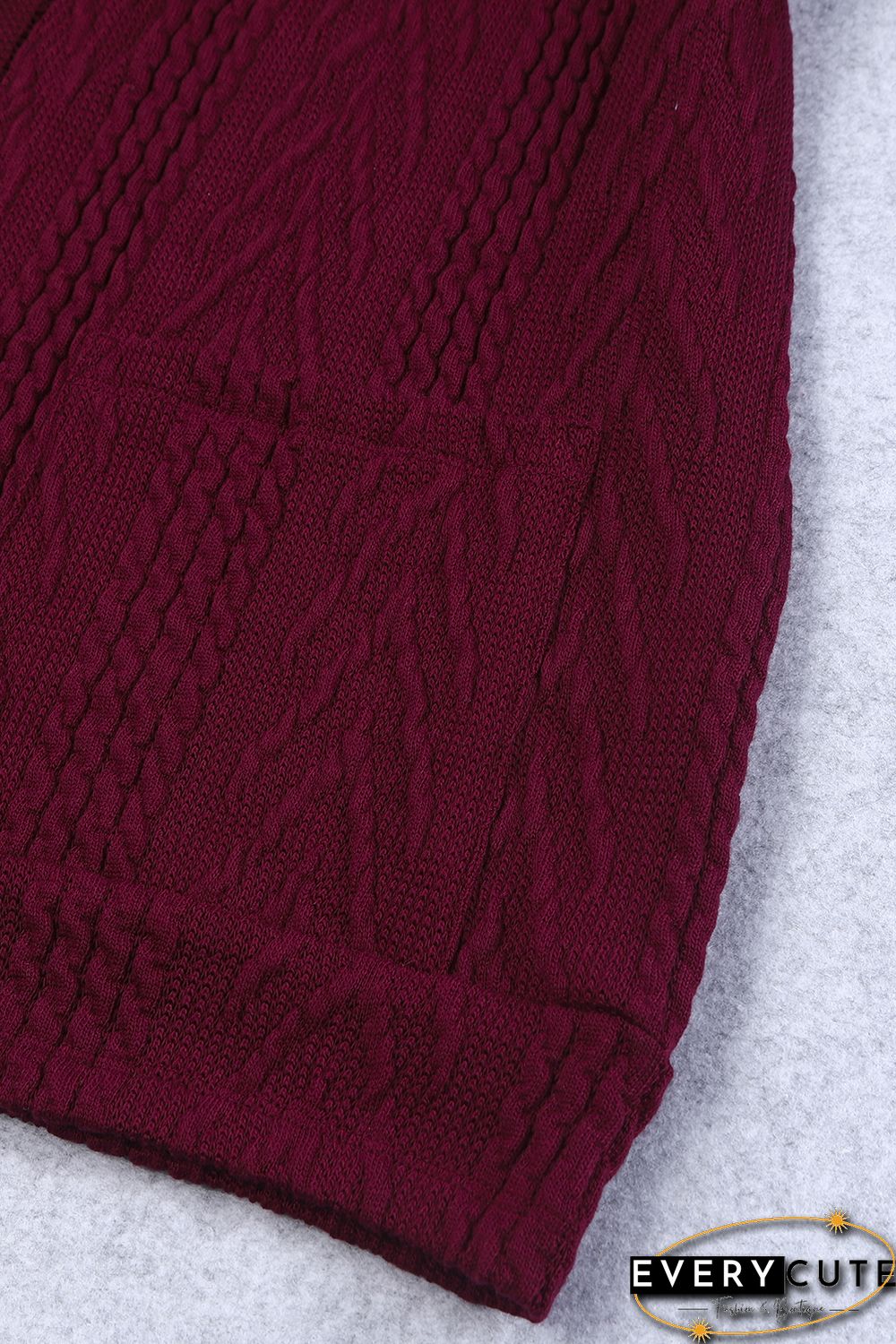 Red Drop Shoulder Textured Cardigan