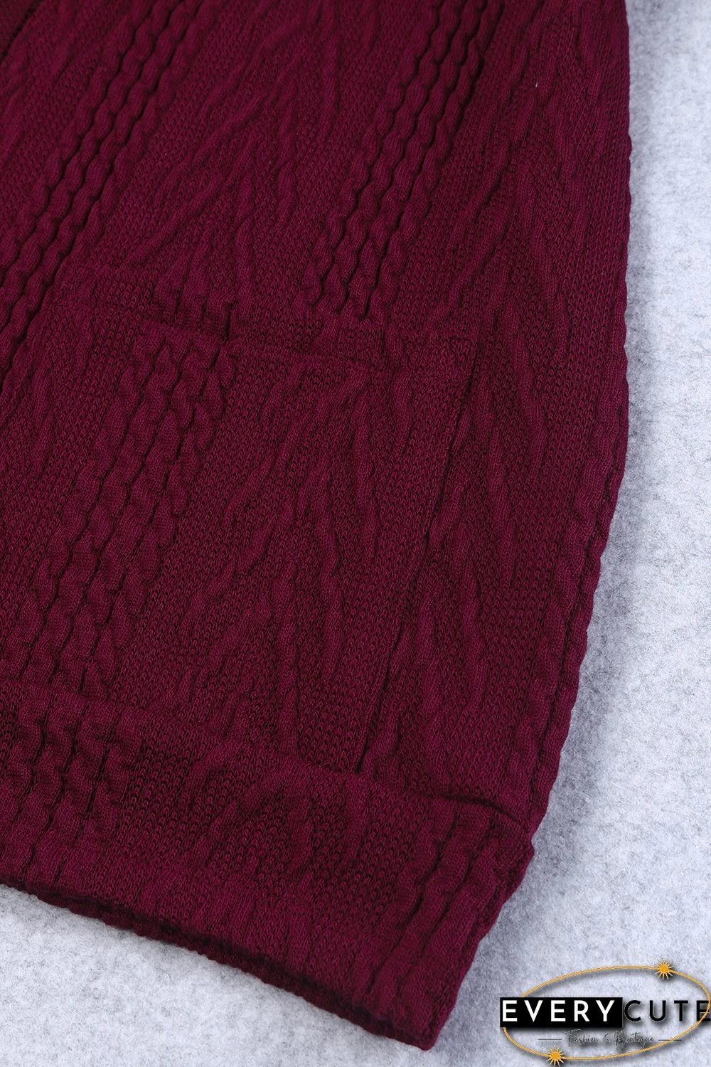 Red Drop Shoulder Textured Cardigan