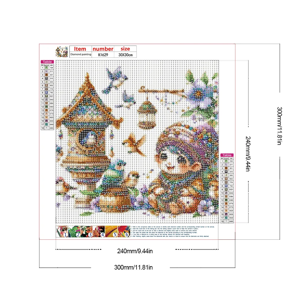 Diamond Painting - Full Round Drill - Cute Gnome Bird Nest(Canvas|30*30cm)