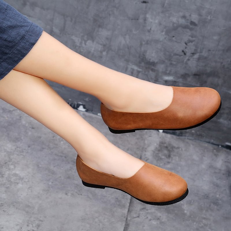 Ladies Genuine Flat Soft Leather Work Shoes